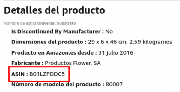 ASIN de productos